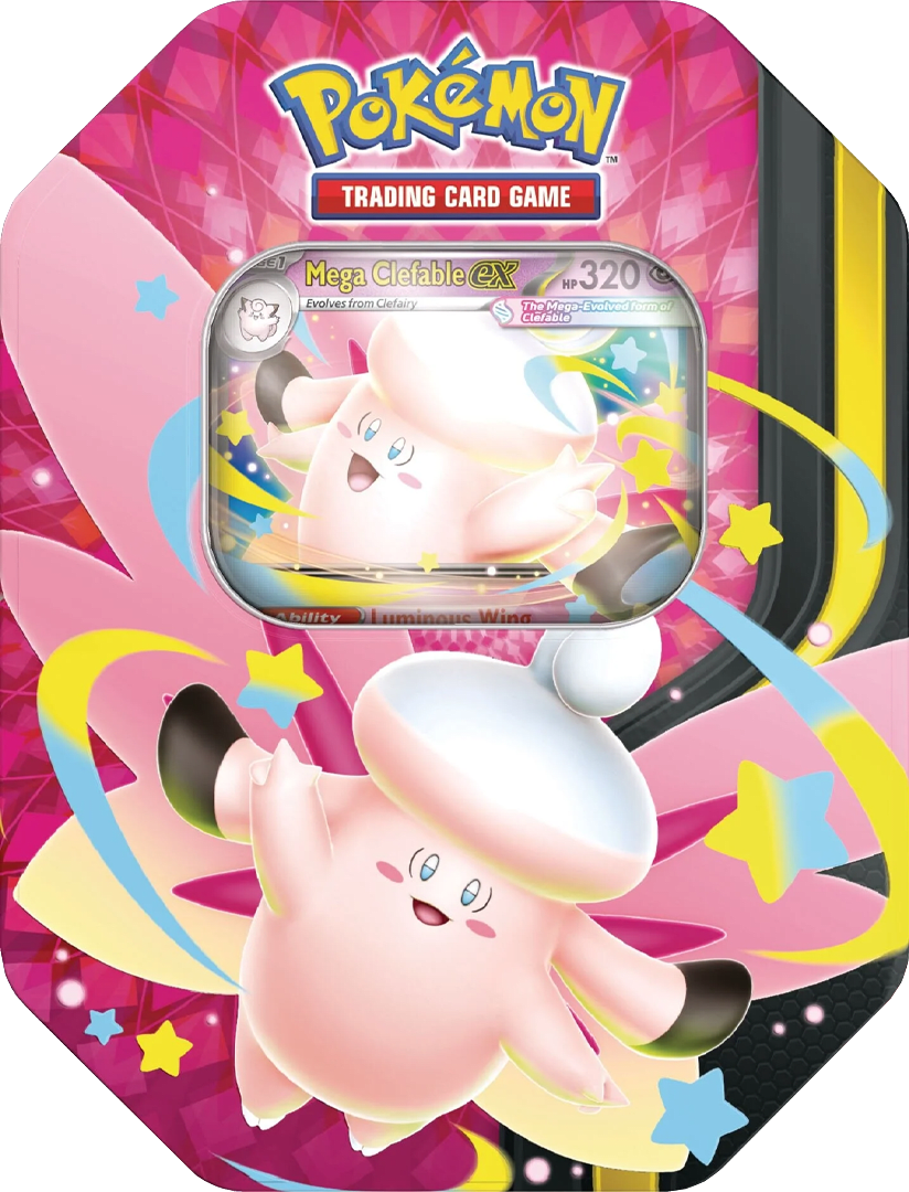 Tin Pokémon TCG - Mega Evolution – Mega Clefable ex Ingles
